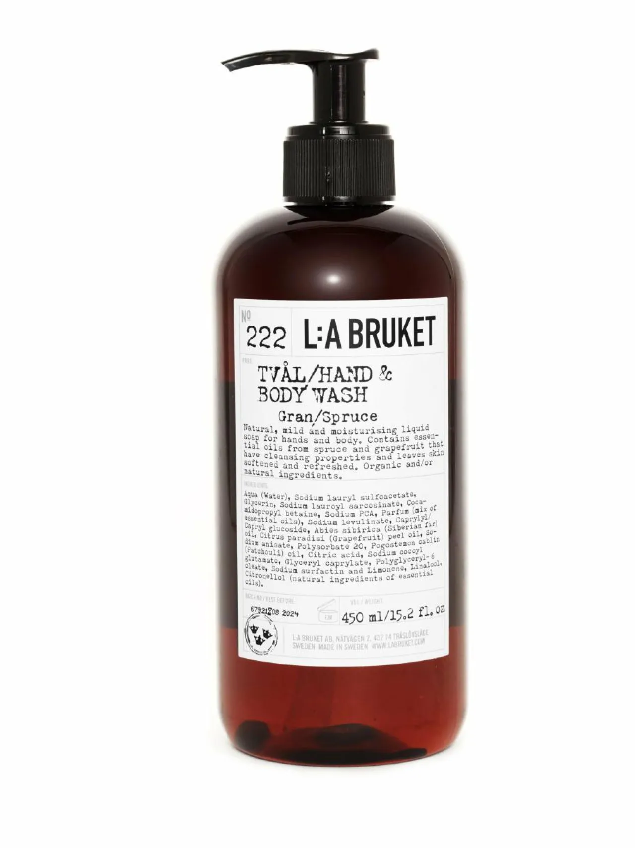 Vartalonhoito|Vartalonhoito-L:A Bruket № 222 Spruce Hand & Body Wash -nestesaippua 450 ml