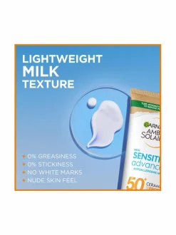 Aurinkotuotteet-Garnier Ambre Solaire Sensitive Advanced Hypoallergenic Face & Body Sun Protection Lotion SPF50+ -aurinkosuojaemulsio
