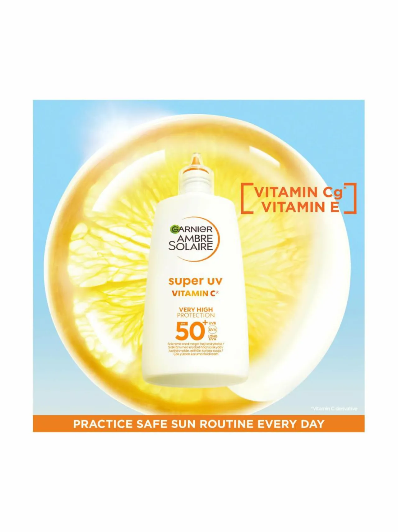 Aurinkotuotteet-Garnier Ambre Solaire Super UV Vitamin C Anti-Dark Spots SPF50+ -aurinkosuojavoide