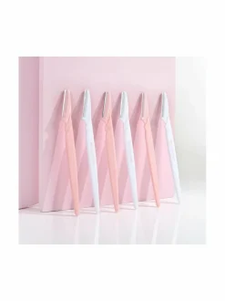Meikkaustarvikkeet-Brushworks Angled Dermaplaners -ihokarvaveitsi kasvoille, 6 kpl pakkaus