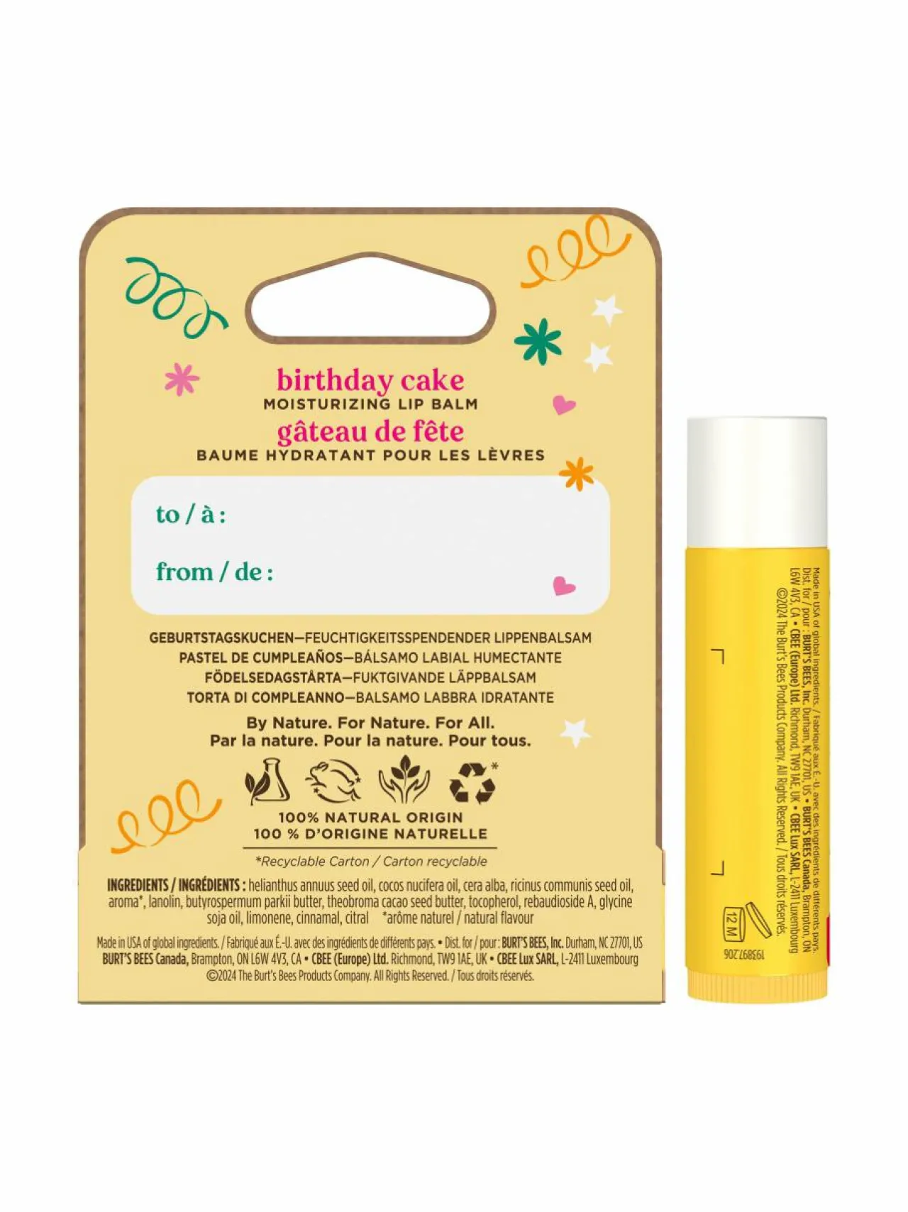 Kasvojenhoito-Burts Bees Birthday Cake Blister Lip Balm -huulivoide