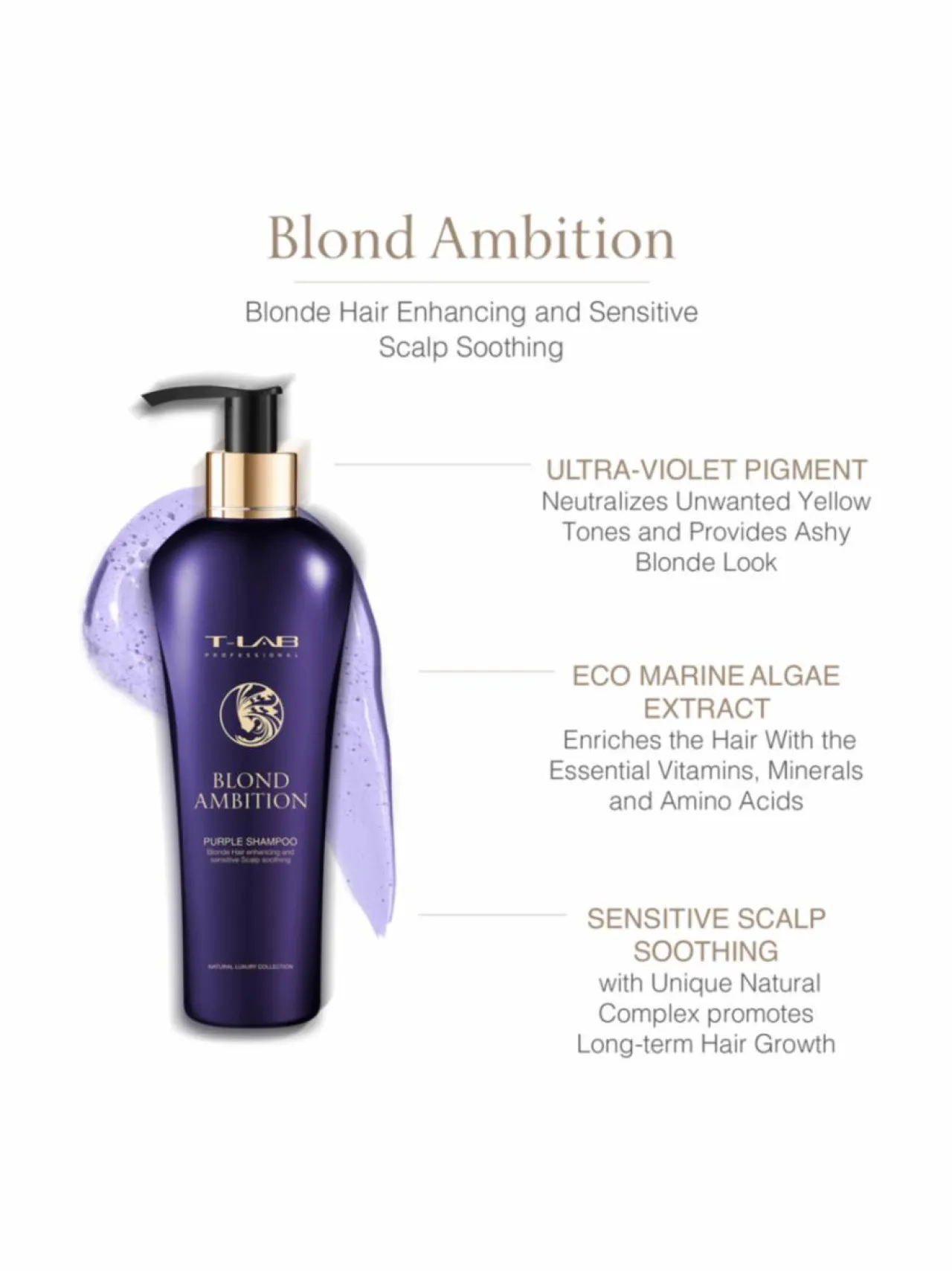 Hiustenhoito-T-LAB Professional Blond Ambition Purple Shampoo -hopeashampoo 300ml
