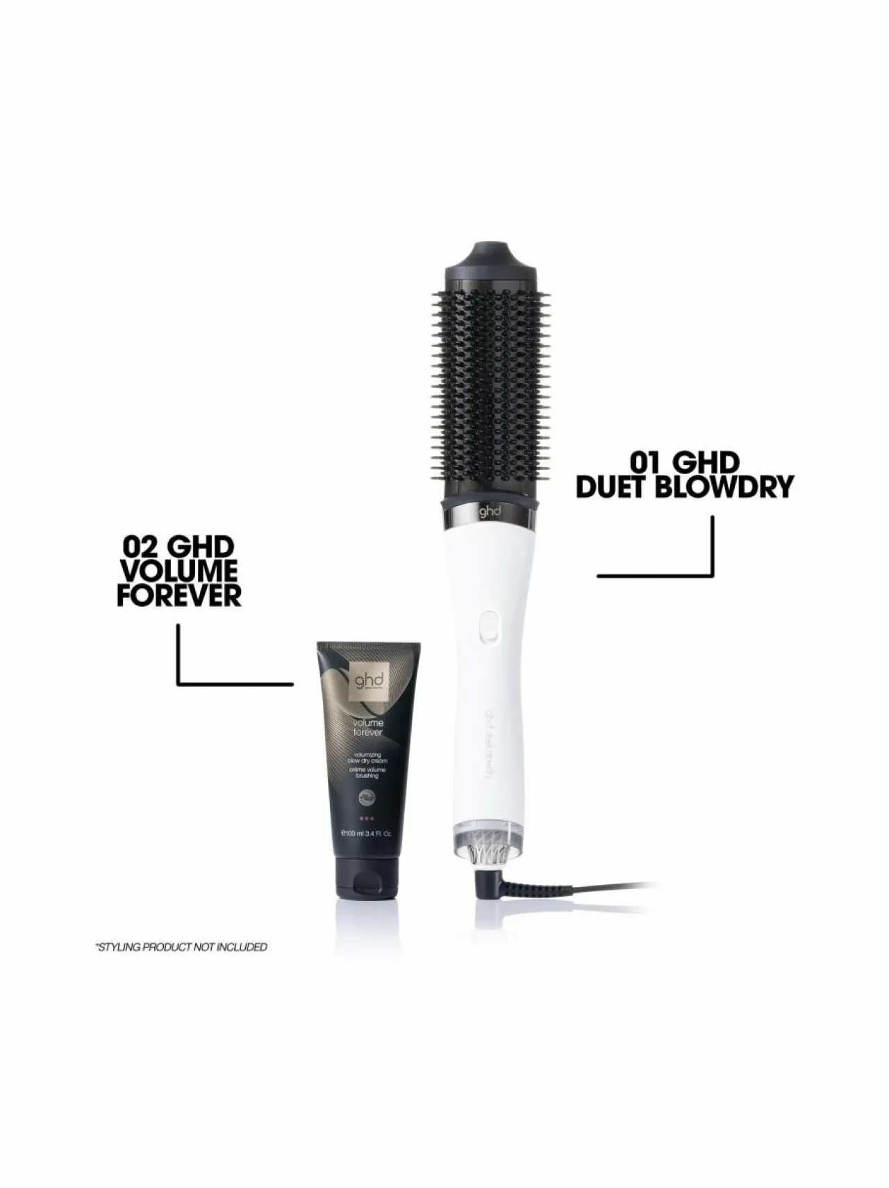 Hiustenhoitolaitteet-GHD Duet Blowdry 2-in-1-hiustenkuivaajaharja WHITE