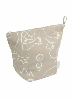 Toiletti- & Meikkilaukut-Saana ja Olli Onnenmaa-kosmetiikkalaukku, iso BEIGE FABRIC/WHITE PRINT