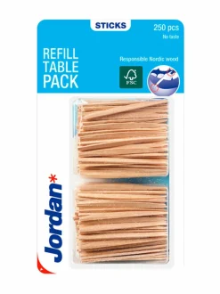 Erikoistuotteet-Jordan Refill Table Pack -hammastikku 250 kpl