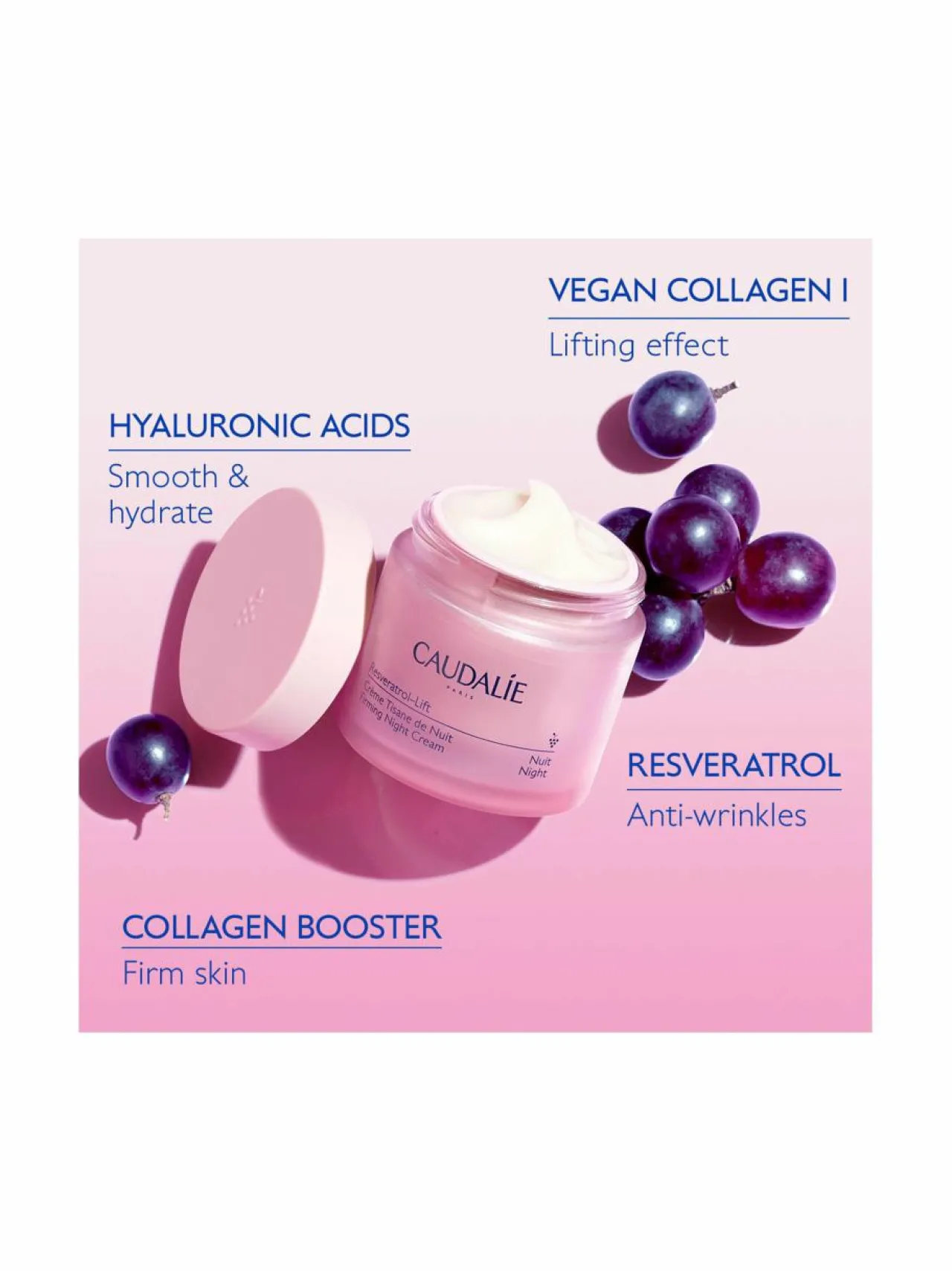 Kasvojenhoito-Caudalie Resveratrol-Lift Firming Night Cream -yövoide, 50ml