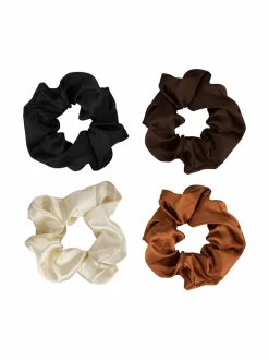 Hiustarvikkeet-Brushworks Satin Scrunchies -hiusdonitsi, 4 kpl pakkaus