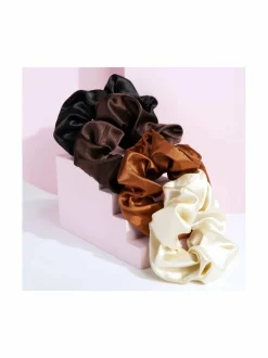 Hiustarvikkeet-Brushworks Satin Scrunchies -hiusdonitsi, 4 kpl pakkaus