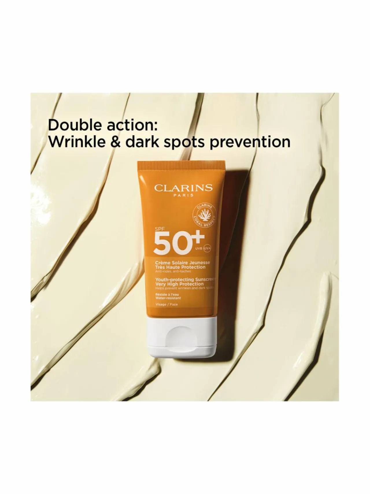 Aurinkotuotteet-Clarins Sun Face Dry Touch Sun Care Cream SPF 50+ -aurinkosuojavoide