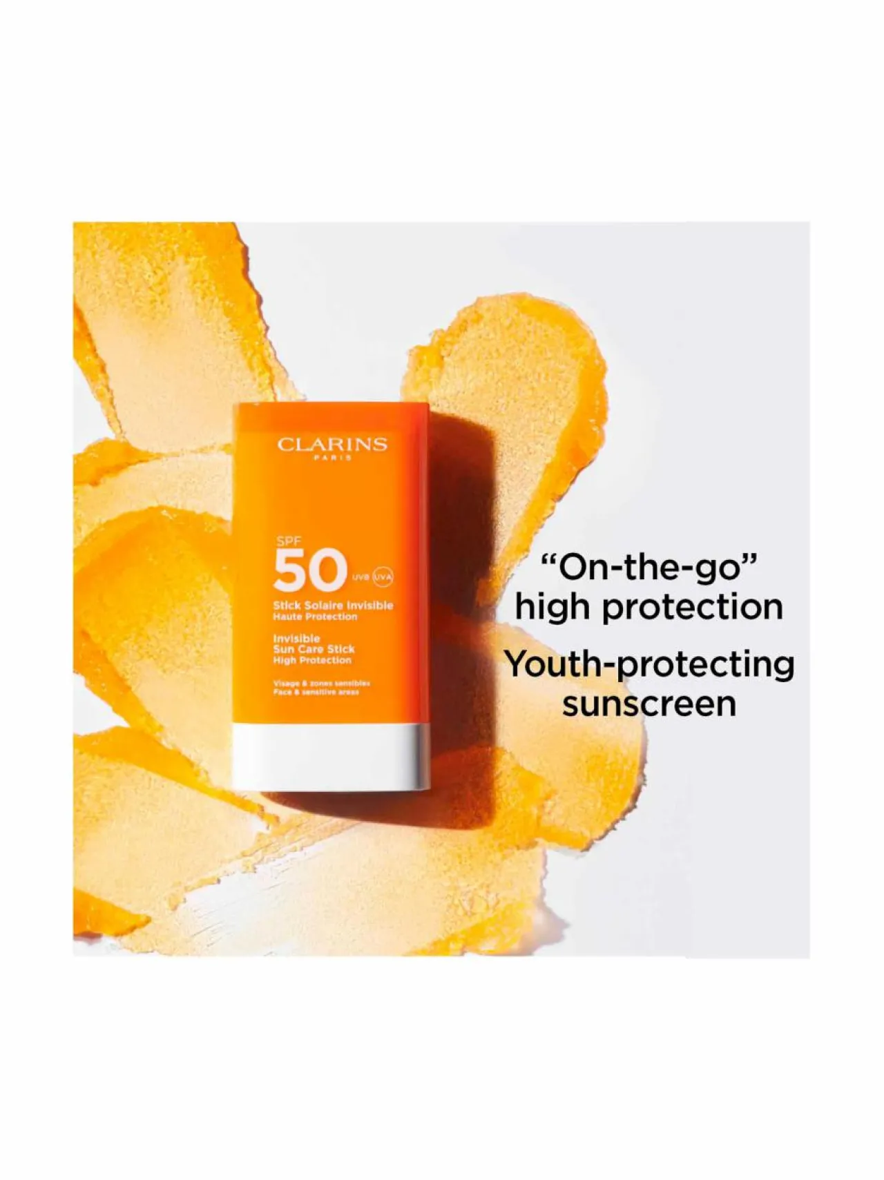 Aurinkotuotteet-Clarins Sun Face Invisible sun care stick spf50 -aurinkosuojapuikko