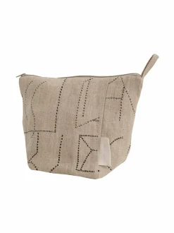 Toiletti- & Meikkilaukut-Saana ja Olli Unien Talo -kosmetiikkalaukku hampusta BEIGE FABRIC, BLACK PRINT